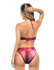 Alternate back view of PLANET POSITIVE NUDE ILLUSION HALTER TOP AND HIGH WAIST BOTTOM