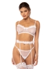 Additional WHITE view of product SEDUCTION 3PC BRA AND PANTY SET WITH MARABOU DETAIL with color code WH