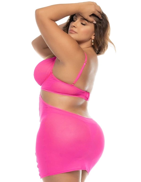 Electrifying Pink 2-In-1 Babydoll And 2Pc Plus Size Set ALT1 view Color: HP