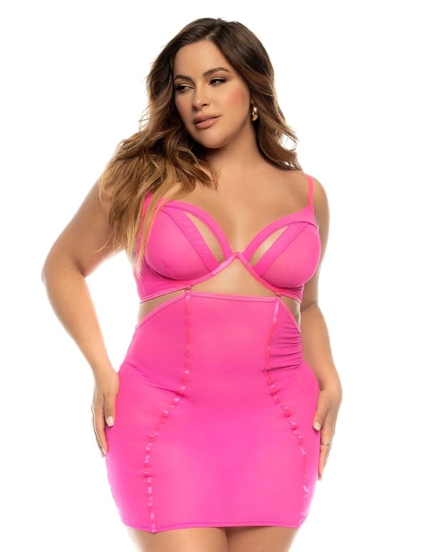 Electrifying Pink 2-In-1 Babydoll And 2Pc Plus Size Set default view Color: HP