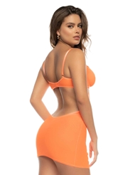 Alternate back view of ELECTRIFYING ORANGE 2-IN-1 BABYDOLL AND 2PC SET