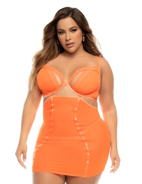 Electrifying Orange 2-In-1 Babydoll And 2Pc Plus Size Set default view Color: OR