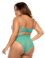 Alternate back view of ELECTRIFYING JADE PLUS SIZE UNDERWIRE TEDDY