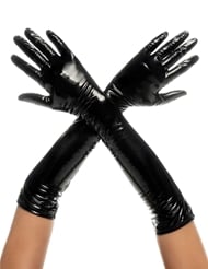 Front view of SET THE TONE GLOSS BLACK GLOVES