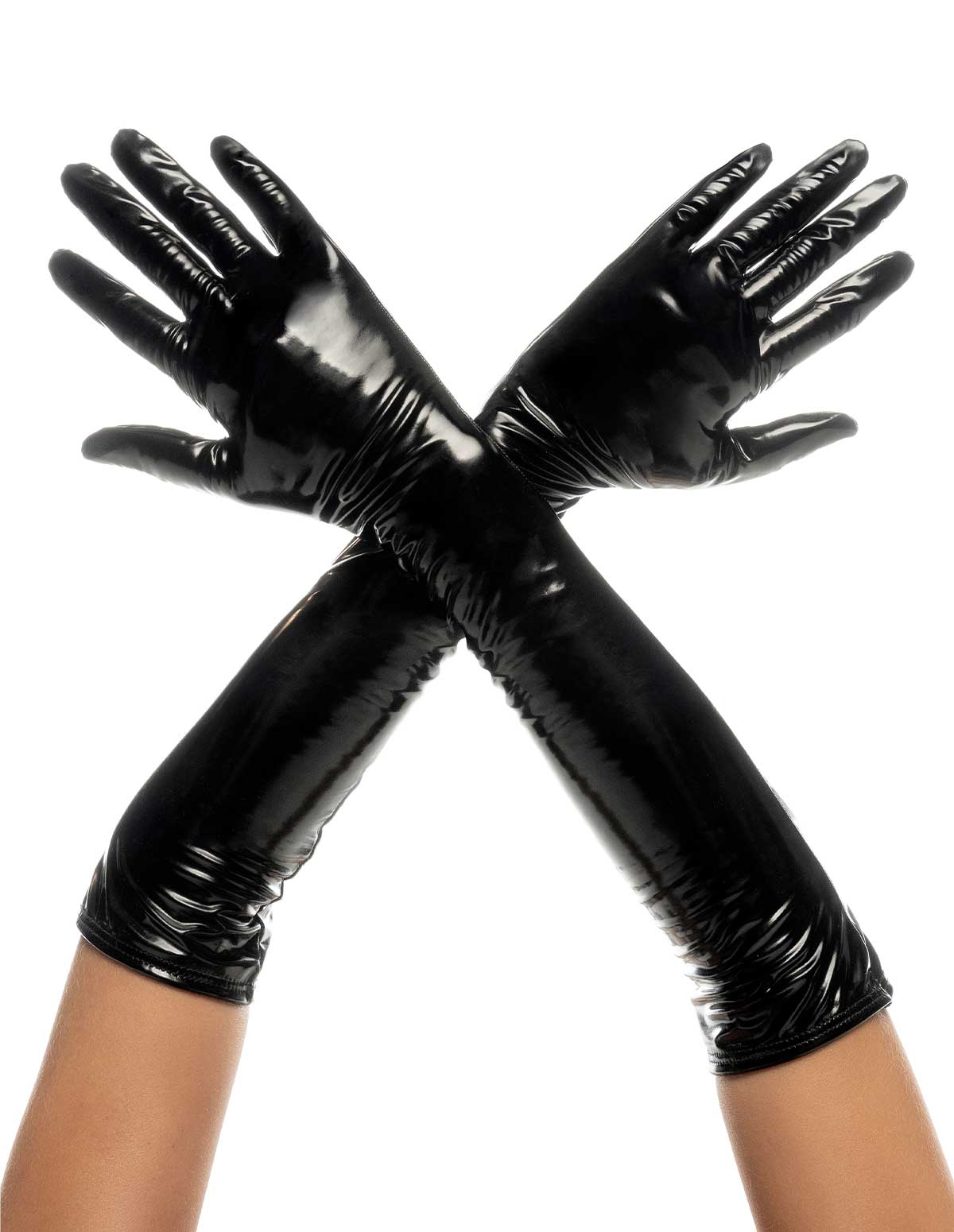 alternate image for Set The Tone Gloss Black Gloves