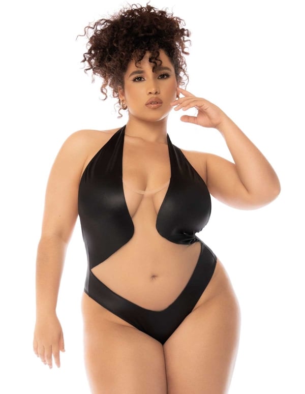 Exposed Halter Plus Size Teddy default view Color: NBK