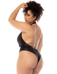 Alternate back view of EXPOSED HALTER PLUS SIZE TEDDY