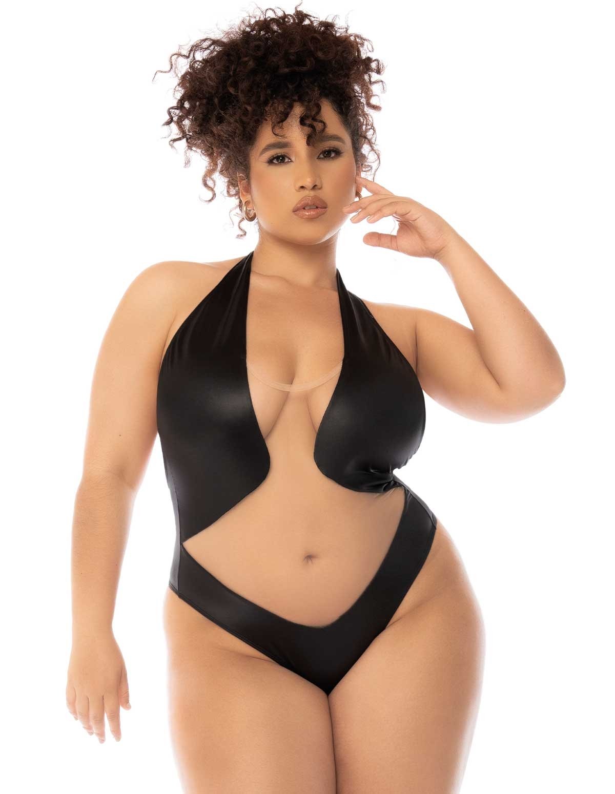 alternate image for Exposed Halter Plus Size Teddy