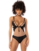 Additional NUDE/BLACK view of product EXPOSED PLUNGE TEDDY with color code NBK