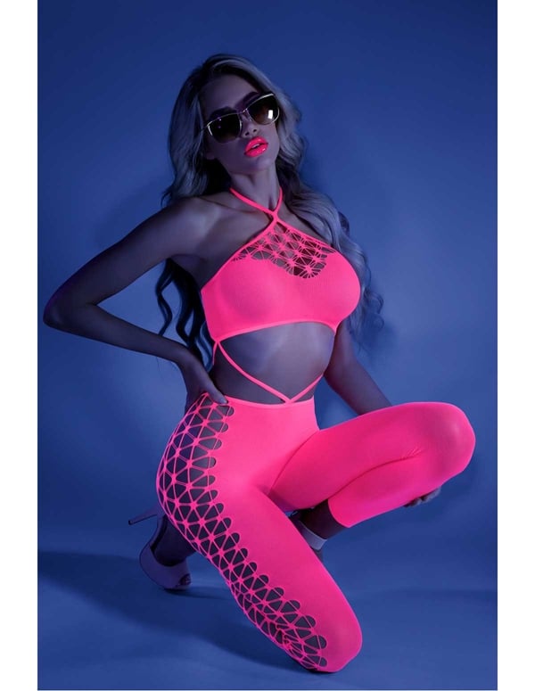 Own The Night Cropped Cut-Out Halter Bodystocking ALT4 view Color: NP
