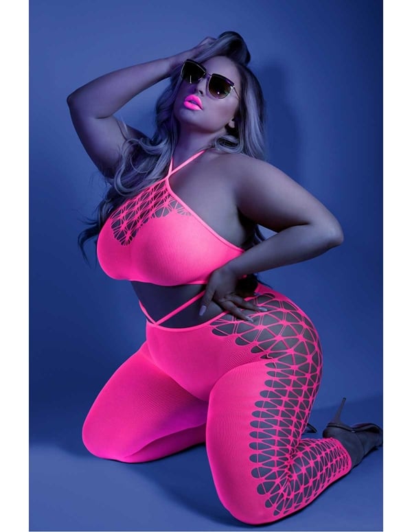 Own The Night Cropped Cut-Out Halter Bodystocking ALT6 view Color: NP