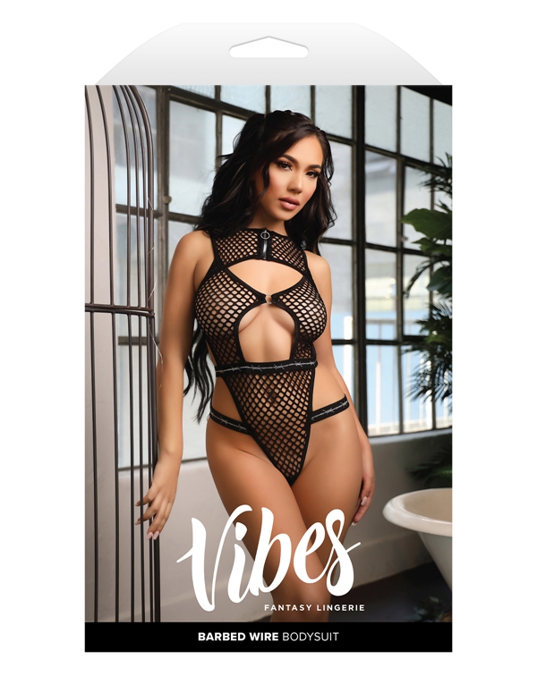 Barbed Wire Fishnet Bodysuit ALT8 view Color: BK