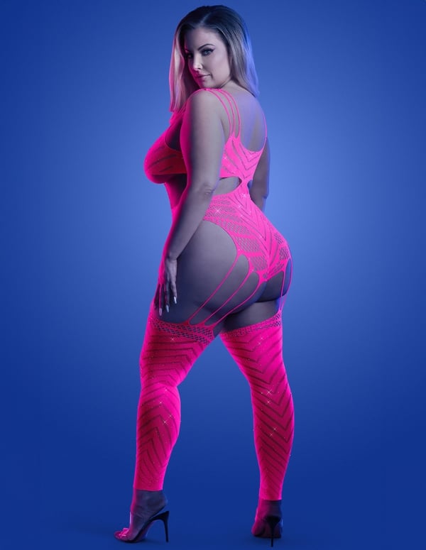 Wavelength Uv Reactive Fishnet Teddy Bodystocking ALT7 view Color: NP