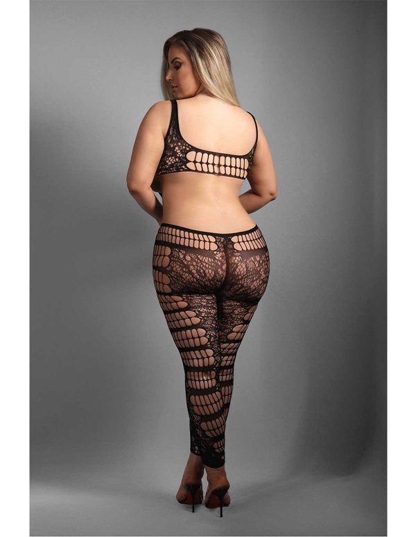 Chase The Feeling Footless Bodystocking With Cut-Outs ALT5 view Color: BK