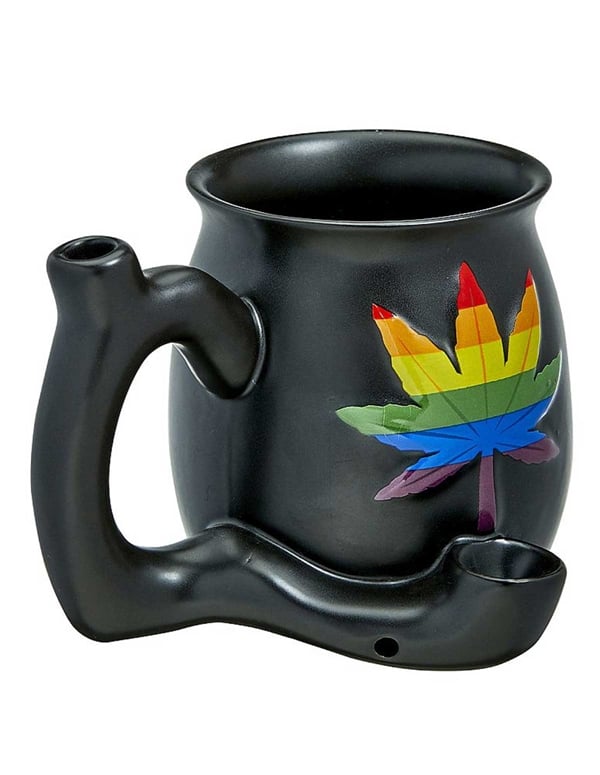 Roast & Toast Rainbow Pot Leaf Mug ALT1 view Color: BRB