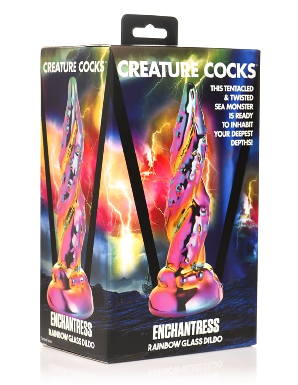Creature Cocks Enchantress Rainbow Glass Dildo ALT4 view Color: MC