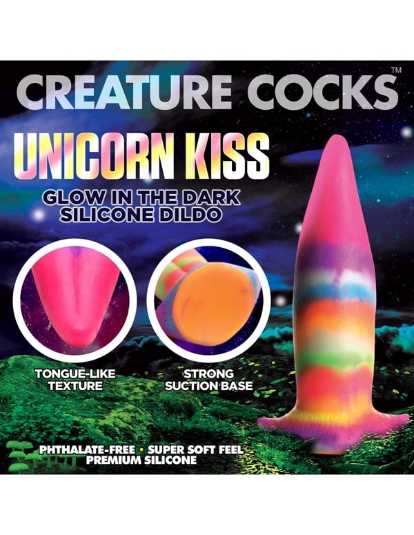 Creature Cocks Unicorn Kiss Glow In The Dark Tongue Dildo ALT9 view Color: MC