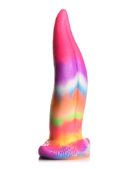 Front view of CREATURE COCKS UNICORN KISS GLOW IN THE DARK TONGUE DILDO