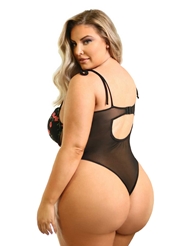 Alternate back view of STEVIE EMBROIDERED MOLDED CUP PLUS SIZE TEDDY