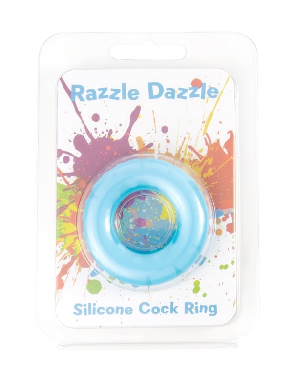 Razzle Dazzle - Blue Silicone Cock Ring ALT2 view Color: NBL