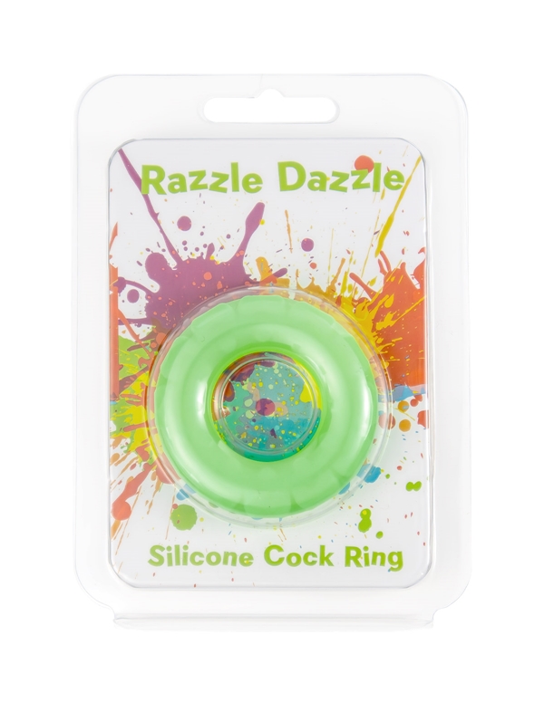 Razzle Dazzle - Green Silicone Cock Ring ALT2 view Color: NG