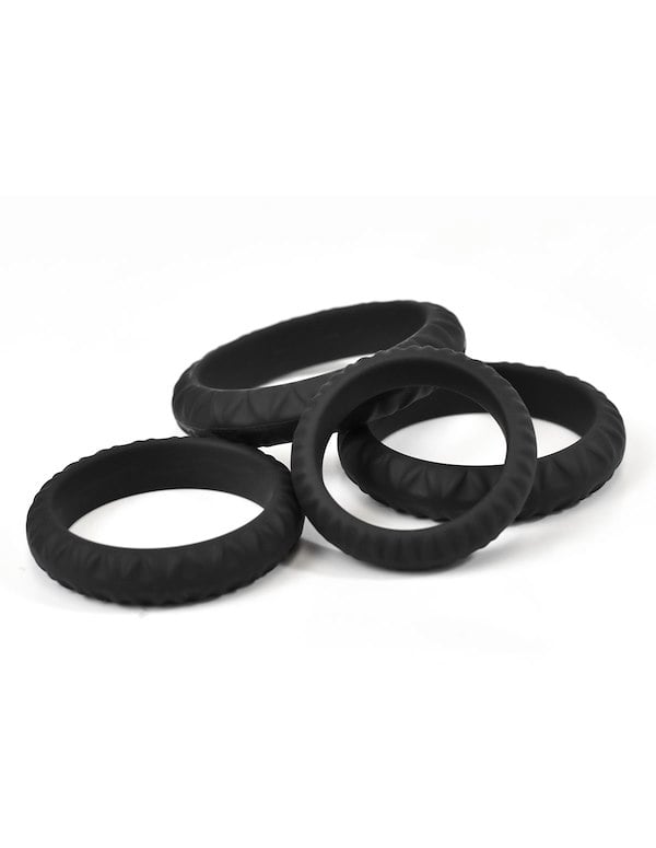 Enhancements - 4Pc Cock Ring Set ALT1 view Color: BK