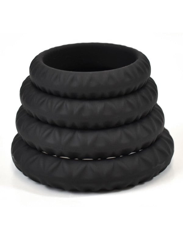 Enhancements - 4Pc Cock Ring Set ALT2 view Color: BK