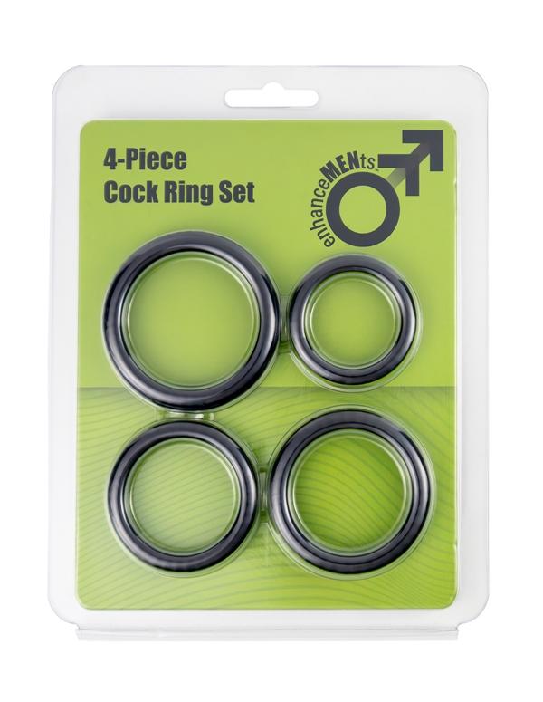 Enhancements - 4Pc Cock Ring Set ALT2 view Color: BK