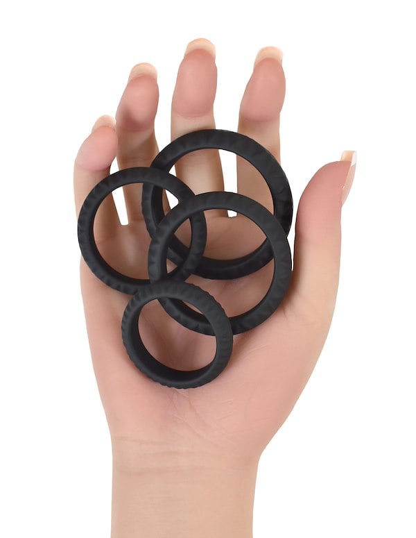 Enhancements - 4Pc Cock Ring Set ALT3 view Color: BK