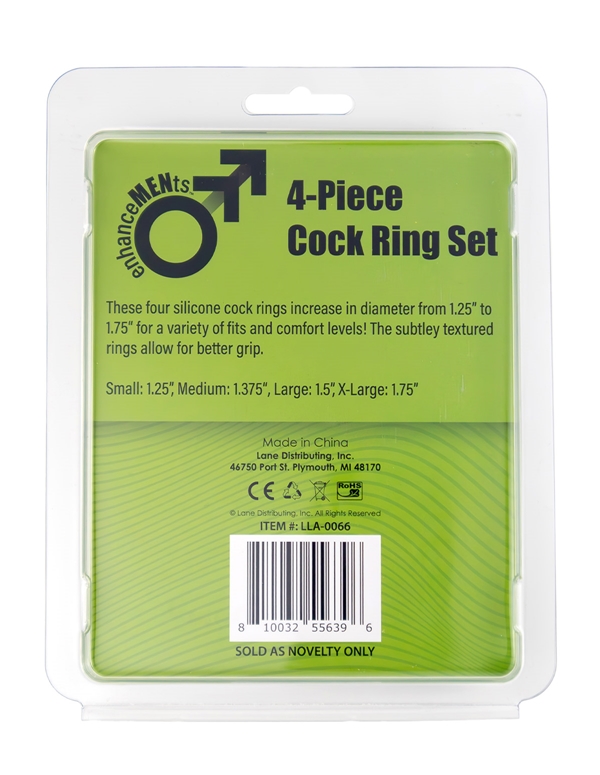 Enhancements - 4Pc Cock Ring Set ALT3 view Color: BK