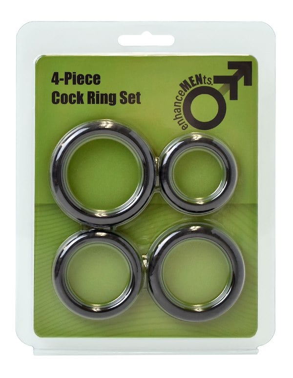 Enhancements - 4Pc Cock Ring Set ALT4 view Color: BK