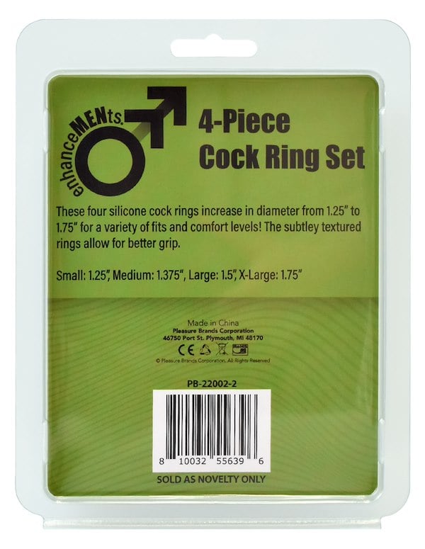 Enhancements - 4Pc Cock Ring Set ALT5 view Color: BK