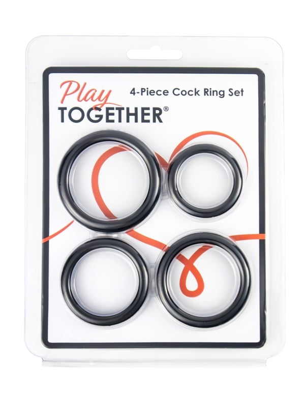 Play Together - 4Pc Cock Ring Set ALT2 view Color: BK