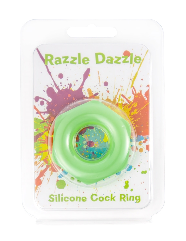 Razzle Dazzle - Hexagon Silicone Cock Ring ALT2 view Color: NG