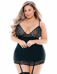 Front view of MINX PLUS SIZE CHEMISE WITH LACE-UP BACK