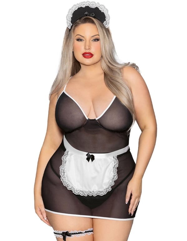 Private Plus Size Maid 5Pc Set default view Color: BW