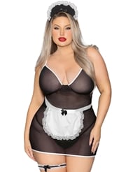 Front view of PRIVATE PLUS SIZE MAID 5PC SET
