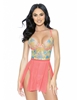 Additional CORAL view of product FIONA EMBROIDERY BABYDOLL WITH G-STRING with color code CR