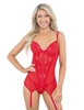 Additional RED view of product DOUBLE STRAPPED BRAID TRIMMED RED BUSTIER AND G-STRING with color code RD
