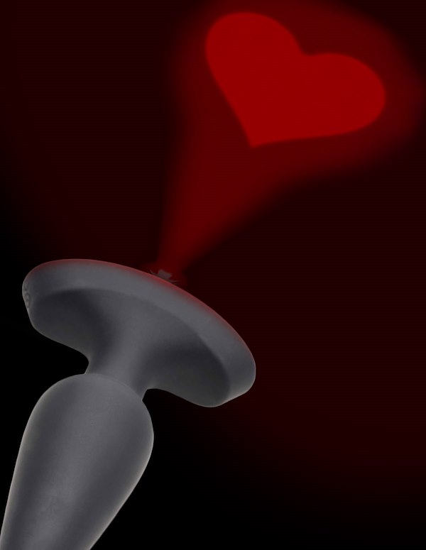 LASER HEART MEDIUM ANAL PLUG WITH REMOTE ALT1 view Color: BK