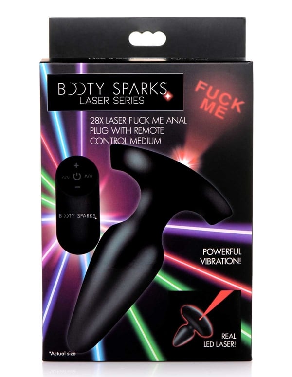 Laser Fuck Me Medium Anal Plug With Remote ALT7 view Color: BK