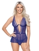 Additional BLUE view of product MELODY UNDERWIRE PEPLUM BABYDOLL WITH JEWEL DETAIL with color code BL