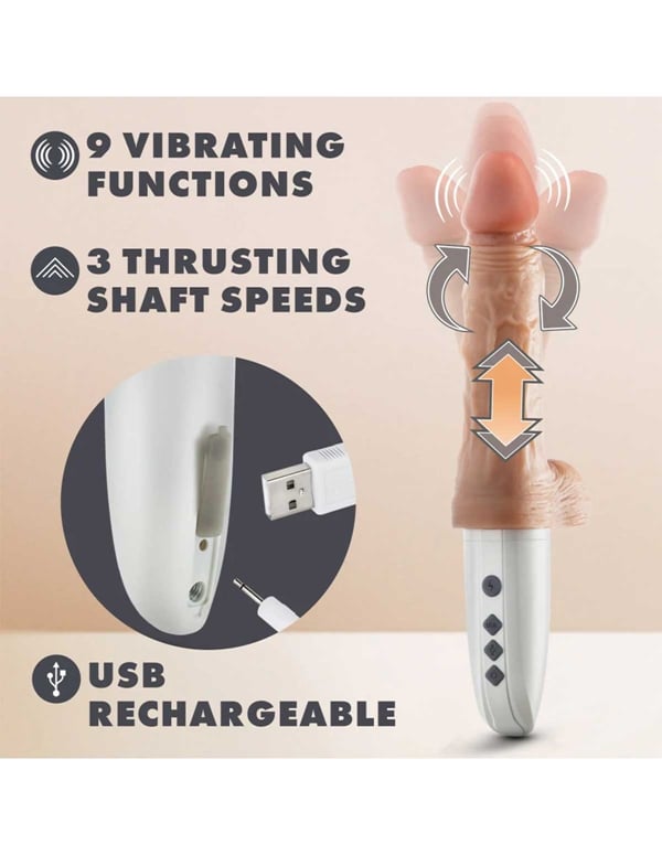 Dr. Skin - Dr. Hammer Thrusting Dildo With Handle And Remote ALT9 view Color: VA