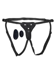 Front view of SPORTSHEETS HIDDEN POCKET STRAP-ON WITH REMOTE CONTROL VIBRATOR