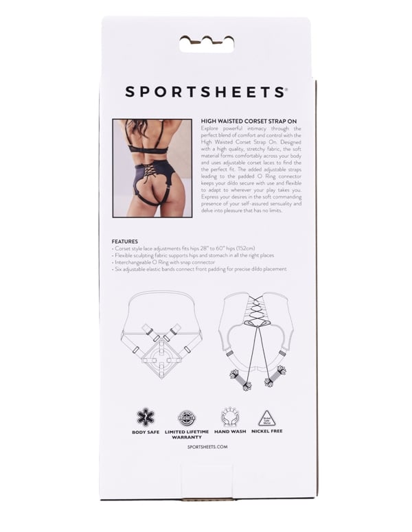 Sportsheets High Waisted Corset Strap-On ALT7 view Color: BK