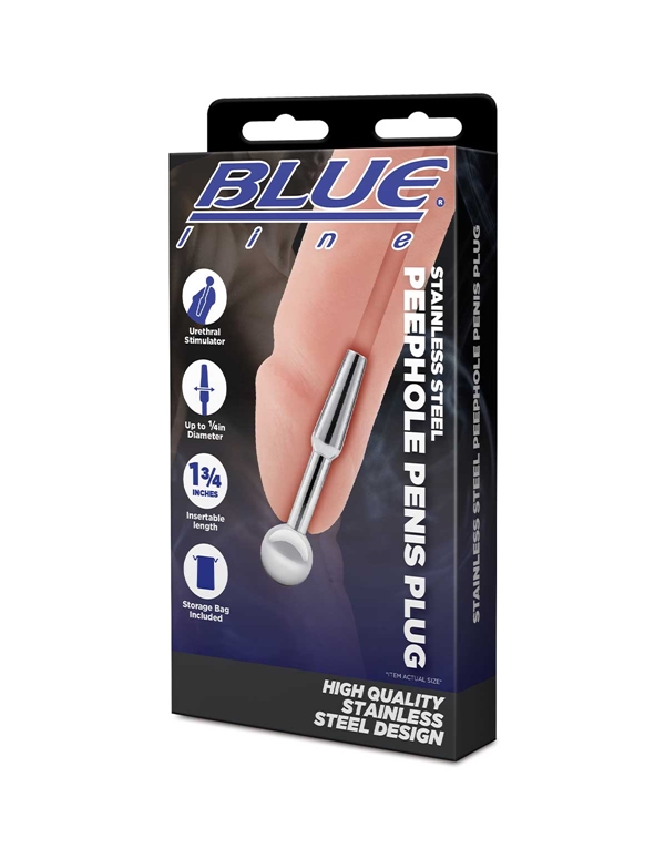 Blue Line - Stainless Steel Peephole Penis Plug ALT4 view Color: SL