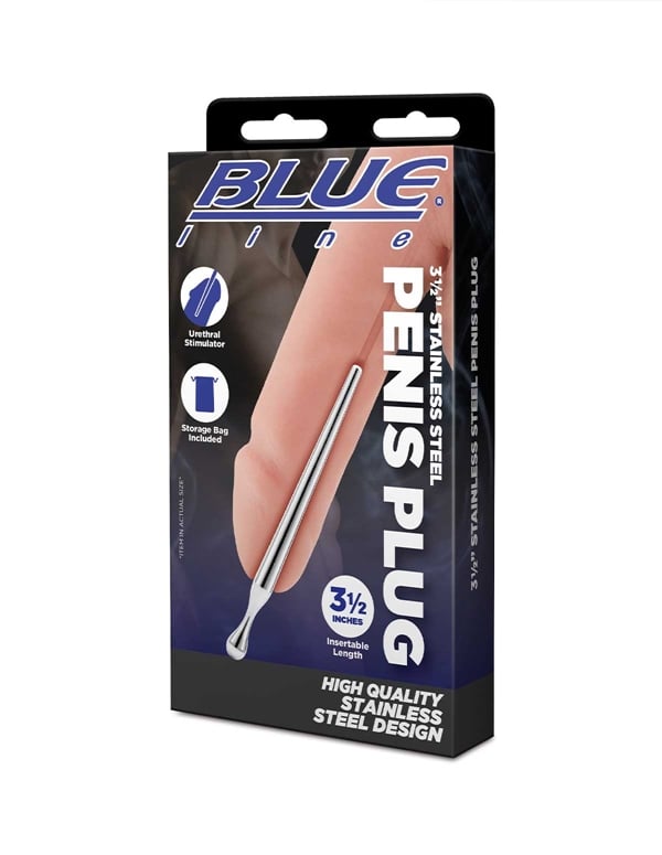 Blue Line - 3.5 Stainless Steel Penis Plug ALT1 view Color: SL