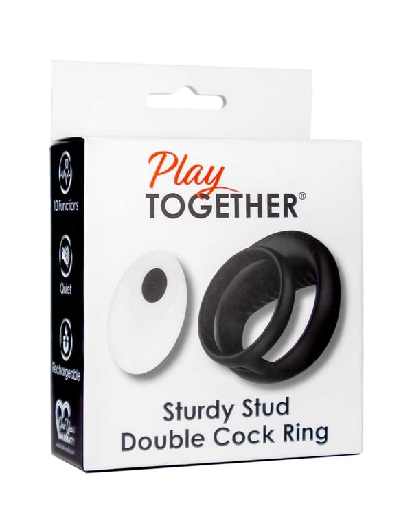 Play Together - Sturdy Stud Double Cock Ring ALT5 view Color: BK