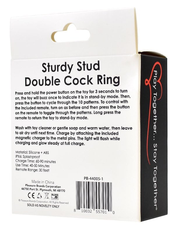Play Together - Sturdy Stud Double Cock Ring ALT6 view Color: BK