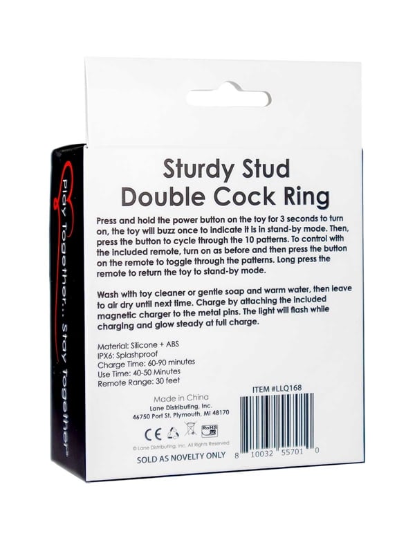 Play Together - Sturdy Stud Double Cock Ring ALT6 view Color: BK